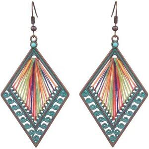 Muti-colored Braided Ropegeometric Dangle Statement Vintage Earring for Women
